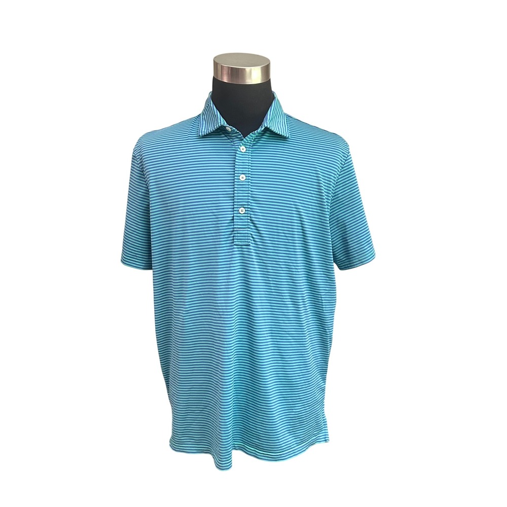 RLX Ralph Lauren‎ Striped Golf Polo Shirt Green Blue Size Large Mens